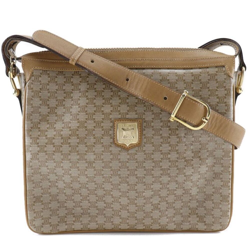 Celine Macadam Shoulder Pvc Leather Beige Pvc Shoulder Bag Bag